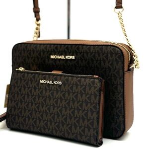 Michael Kors Large EW Crossbody Bag & Large Double Zip Wallet Brown